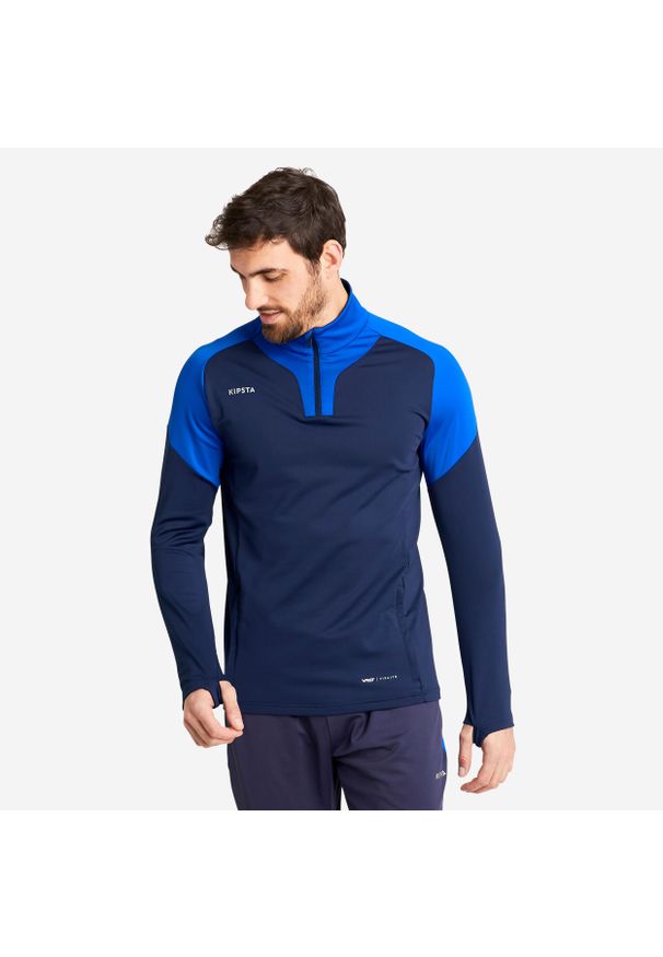 KIPSTA - Bluza piłkarska Kipsta Viralto Club na krótki suwak. Kolor: niebieski. Materiał: poliester, materiał, elastan. Długość: krótkie. Sport: piłka nożna