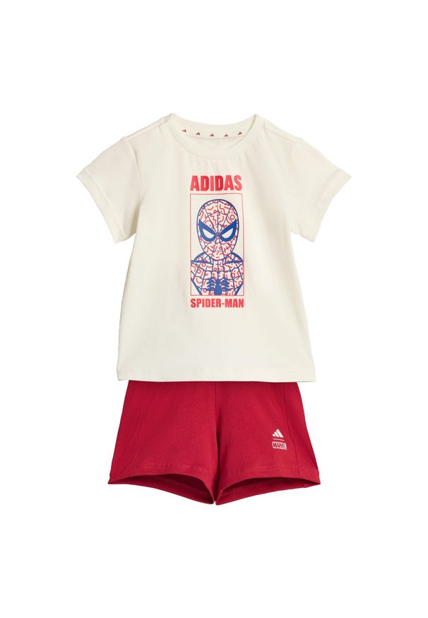Zestaw Adidas Marvel Spider-Man T-Shirt. Okazja: na uczelnię. Kolor: czerwony, biały, wielokolorowy. Materiał: dresówka. Wzór: motyw z bajki. Styl: sportowy