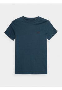 4F JUNIOR - T-shirt gładki chłopięcy. Kolor: niebieski. Materiał: bawełna. Wzór: gładki