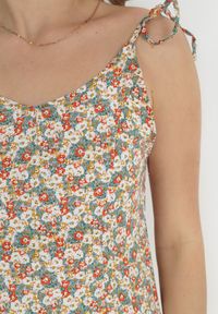 Born2be - Biała Rozkloszowana Sukienka z Wiązanymi Ramiączkami i Odkrytymi Plecami Ratta. Kolor: biały. Długość rękawa: na ramiączkach. Styl: wakacyjny #5