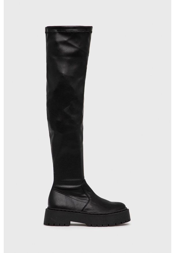 Steve Madden - Kozaki skórzane Esmee. Nosek buta: okrągły. Kolor: czarny. Materiał: skóra. Szerokość cholewki: normalna. Obcas: na obcasie. Wysokość obcasa: niski