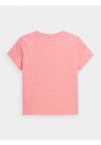 4f - T-shirt regular z bawełny organicznej damski. Kolor: różowy. Materiał: bawełna