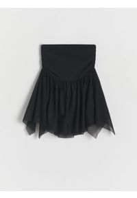 Reserved - Spódniczka z falbanką - czarny. Kolor: czarny. Materiał: tkanina, tiul. Długość: mini #1