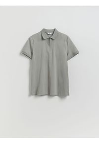 Reserved - Polo z merceryzowanej bawełny - szary. Typ kołnierza: polo. Kolor: szary. Materiał: bawełna #1