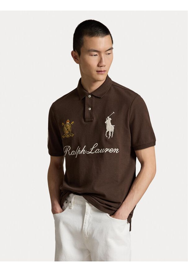 Polo Ralph Lauren Polo 710B20009002 Brązowy Regular Fit. Typ kołnierza: polo. Kolor: brązowy. Materiał: bawełna
