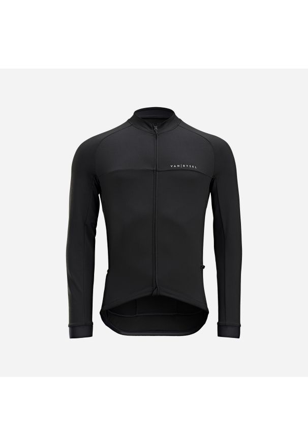 VAN RYSEL - Bluza rowerowa Triban RC100 długi rękaw. Kolor: czarny. Materiał: polar, materiał, poliester, elastan. Długość rękawa: długi rękaw. Długość: długie. Sport: kolarstwo