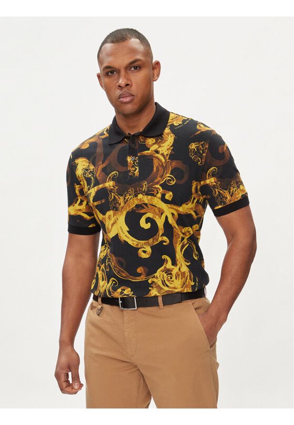 Versace Jeans Couture Polo 76GAG6S0 Czarny Regular Fit. Typ kołnierza: polo. Kolor: czarny. Materiał: bawełna