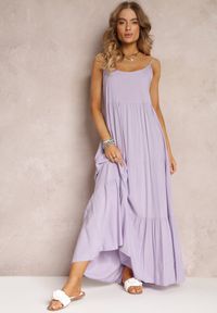 Renee - Fioletowa Sukienka Maxi z Wiskozy na Ramiączkach Avaja. Kolor: fioletowy. Materiał: wiskoza. Długość rękawa: na ramiączkach. Sezon: lato. Długość: maxi #5
