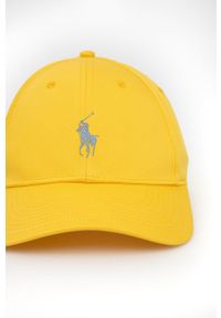 Polo Ralph Lauren czapka 710811344017 kolor żółty z nadrukiem. Kolor: żółty. Materiał: włókno, materiał. Wzór: nadruk #3