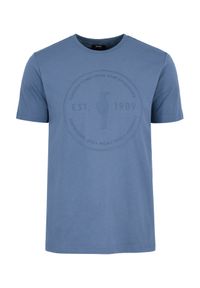Ochnik - Niebieski T-shirt męski z logo marki OCHNIK. Kolor: niebieski. Materiał: bawełna