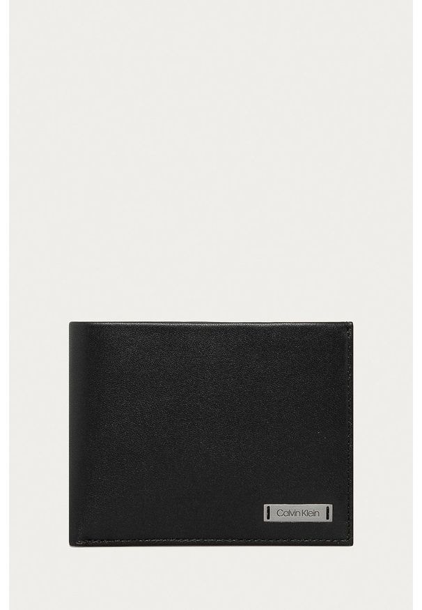 Calvin Klein Jeans - Portfel skórzany K50K504299. Kolor: czarny. Materiał: skóra. Wzór: gładki