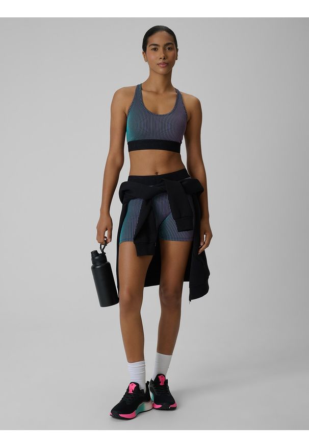 4f - 4F Biustonosz treningowy z niskim wsparciem damski - multikolor XL. Kolor: wielokolorowy. Materiał: materiał, guma. Sport: joga i pilates, fitness