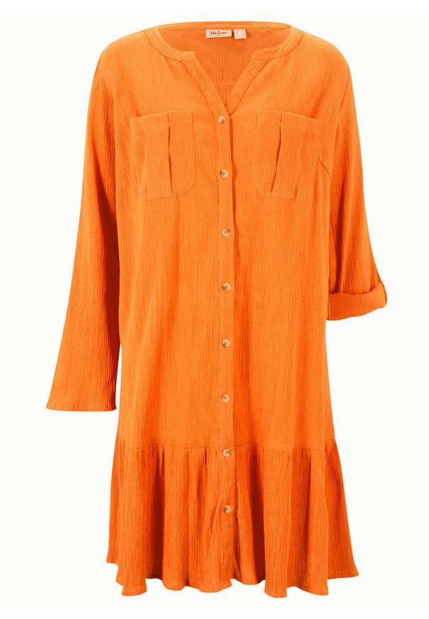 Sukienka kreszowana bonprix czerwono-pomarańczowy. Kolor: pomarańczowy