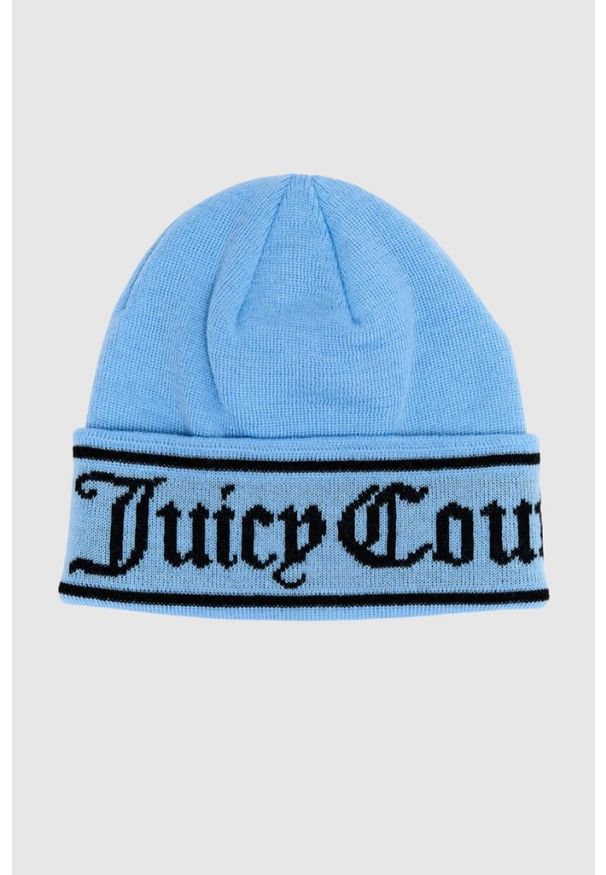 Juicy Couture - JUICY COUTURE Błękitna czapka z logo. Kolor: niebieski
