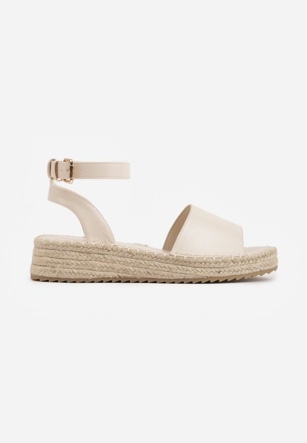 Born2be - Beżowe Sandały VICES na Grubej Podeszwie z Plecionki z Paskiem Wokół Kostki Doria. Zapięcie: pasek. Kolor: beżowy. Materiał: jeans. Sezon: lato