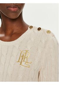 Lauren Ralph Lauren Sweter 200932223002 Écru Slim Fit. Materiał: bawełna