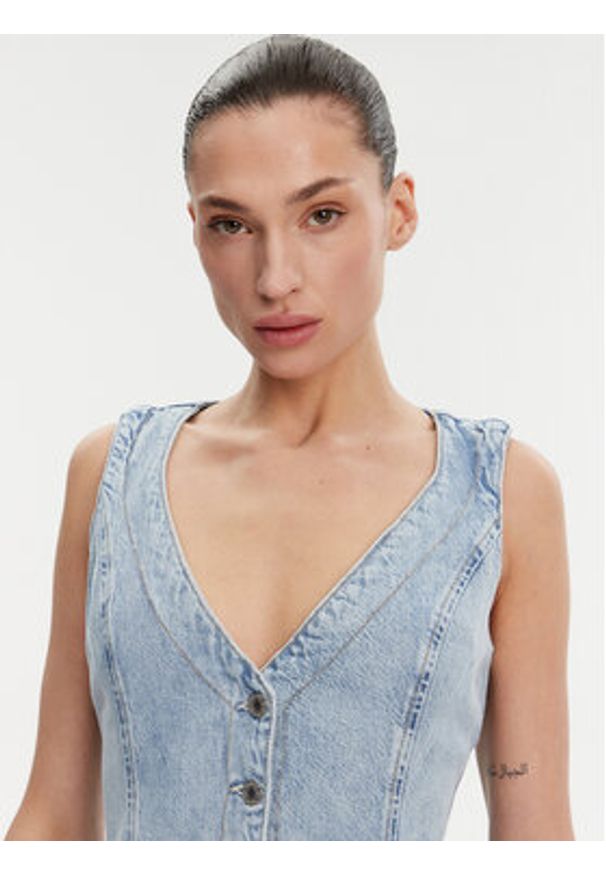 Guess Kamizelka W5GN89 D5B96 Niebieski Regular Fit. Kolor: niebieski. Materiał: jeans, lyocell