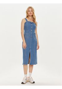 Vero Moda Sukienka jeansowa Saila 10310393 Niebieski Regular Fit. Kolor: niebieski. Materiał: bawełna #1