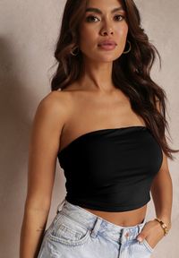 Renee - Czarny Top z Elastycznej Tkaniny z Gumką z Tyłu Fynla. Kolor: czarny. Materiał: tkanina. Długość rękawa: bez rękawów