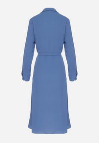 Born2be - Niebieska Koszulowa Sukienka z Materiałowym Paskiem Vivinara. Okazja: na co dzień, na imprezę. Kolor: niebieski. Materiał: materiał. Typ sukienki: koszulowe. Styl: casual, elegancki #5