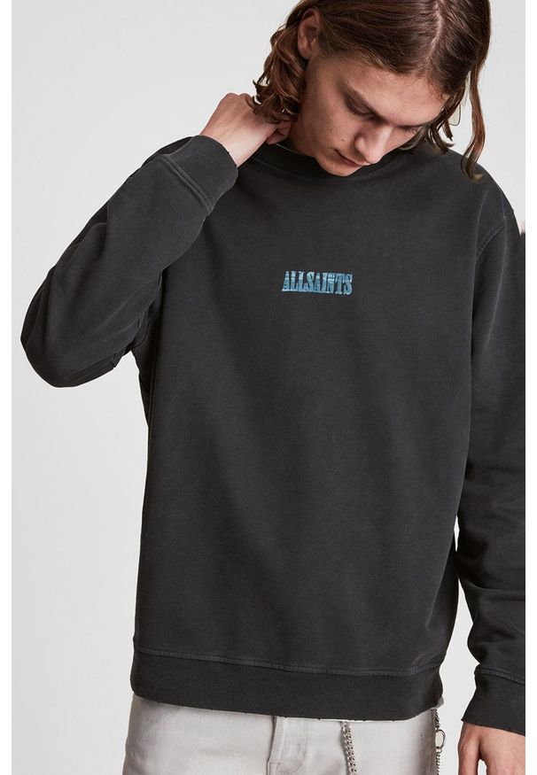 AllSaints Bluza bawełniana męska kolor szary z nadrukiem. Kolor: szary. Materiał: bawełna. Wzór: nadruk
