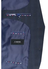 Taliowana, Elegancka Marynarka Męska - Casino - Granat, Delikatna Kratka. Kolor: niebieski. Materiał: poliester, wiskoza. Wzór: kratka. Styl: elegancki #3