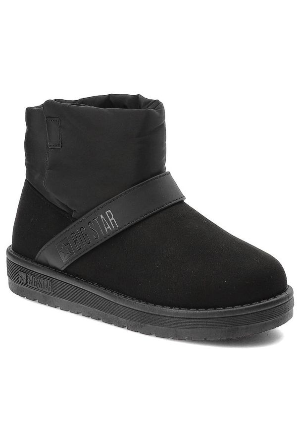 Big-Star - Czarne Śniegowce Big Star Modne Ocieplane Buty Damskie. Okazja: na co dzień, na spacer. Zapięcie: rzepy. Kolor: czarny. Materiał: syntetyk, jeans, materiał, futro. Szerokość cholewki: normalna. Sezon: zima. Obcas: na obcasie. Styl: klasyczny, casual, elegancki. Wysokość obcasa: niski
