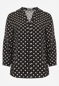 Born2be - Czarna Koszula z Wiskozy w Kropki z Metaliczną Nitką Ereis. Okazja: na co dzień. Kolekcja: plus size. Kolor: czarny. Materiał: wiskoza. Długość: długie. Wzór: kropki. Styl: elegancki, casual #6
