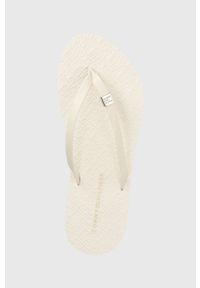 TOMMY HILFIGER - Tommy Hilfiger japonki TH MONOGRAM FLAT SANDAL damskie kolor biały na platformie FW0FW06964. Kolor: beżowy. Materiał: materiał. Wzór: gładki. Obcas: na platformie #5