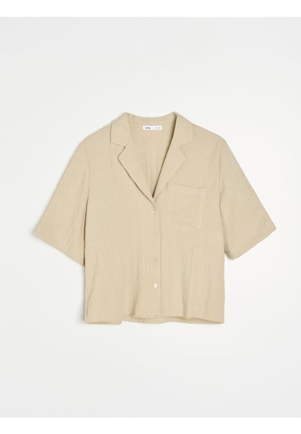 Sinsay - Koszula z domieszką lnu - kremowy. Kolor: kremowy. Materiał: len