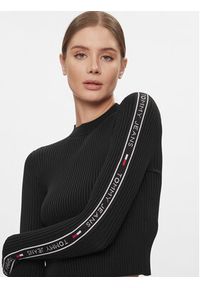 Tommy Jeans Sweter Tjw Logo Taping Sweater DW0DW17247 Czarny Slim Fit. Kolor: czarny. Materiał: syntetyk #3