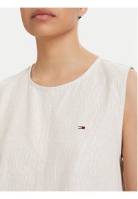 Tommy Jeans Top DW0DW22779 Beżowy jasny Regular Fit. Kolor: beżowy. Materiał: len #2