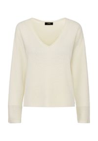 Ochnik - Kremowy sweter V-neck damski. Kolor: beżowy. Materiał: wiskoza