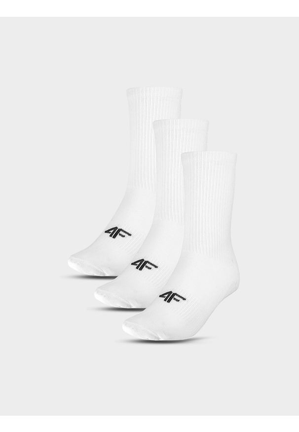 4f - 4F Skarpety casual za kostkę (3-pack) męskie - białe 39-42. Kolor: biały. Materiał: bawełna, włókno, materiał, poliamid