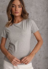 Renee - Szary T-shirt z Bawełny z Okrągłym Dekoltem Nedima. Okazja: na co dzień. Kolor: szary. Materiał: bawełna. Styl: casual, klasyczny #7