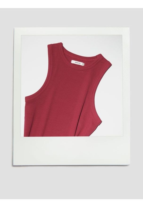 Reserved - Bawełniany top - bordowy. Kolor: czerwony. Materiał: bawełna