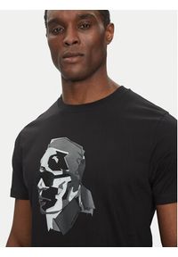 Karl Lagerfeld - KARL LAGERFELD T-Shirt 755066 552241 Czarny Regular Fit. Typ kołnierza: dekolt w karo. Kolor: czarny. Materiał: bawełna