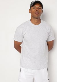 Born2be - Szara Bawełniana Koszulka T-shirt w Stylu Basic Malorisa. Okazja: na co dzień. Kolor: szary. Materiał: bawełna. Styl: klasyczny, casual, elegancki #4