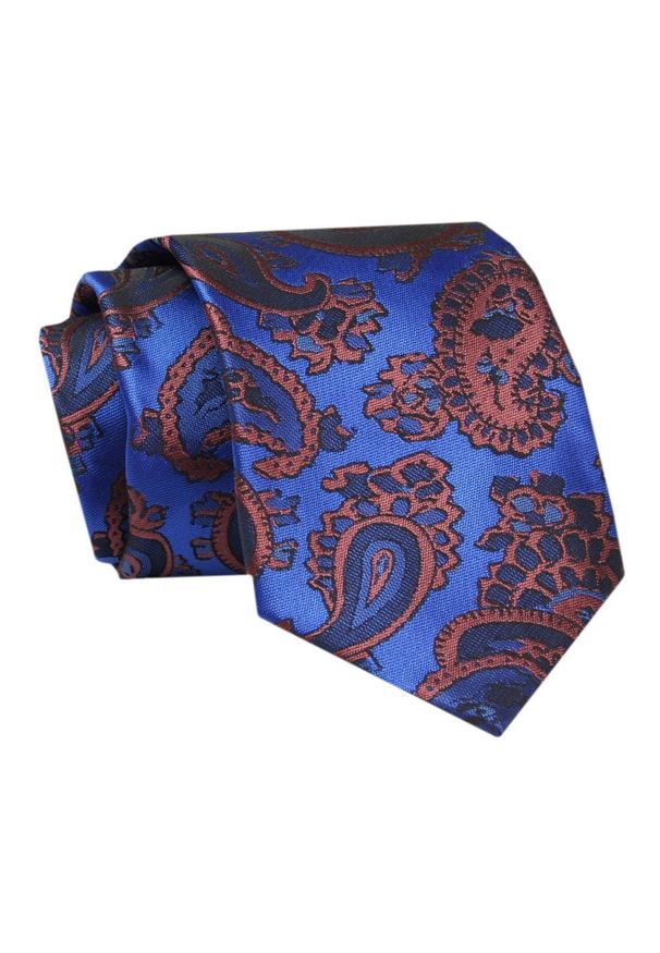 Alties - Męski Krawat - ALTIES - Klasyczny - Niebieski w Duże Paisley. Kolor: niebieski. Materiał: tkanina. Wzór: paisley. Styl: klasyczny