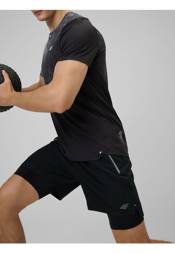 4f - 4F Spodenki treningowe szybkoschnące męskie - czarne XL. Kolor: czarny. Materiał: skóra, materiał. Sport: fitness