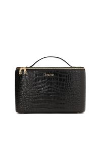 Kazar - Duża sztywna kosmetyczka z tłoczonej skóry. Kolor: czarny. Materiał: skóra #1