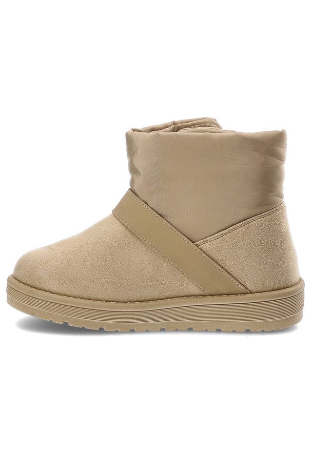 Big-Star - Beżowe Śniegowce Big Star Stylowe Ocieplane Buty Damskie. Okazja: na spacer. Kolor: beżowy. Materiał: materiał, syntetyk, futro. Szerokość cholewki: normalna. Sezon: zima. Styl: elegancki