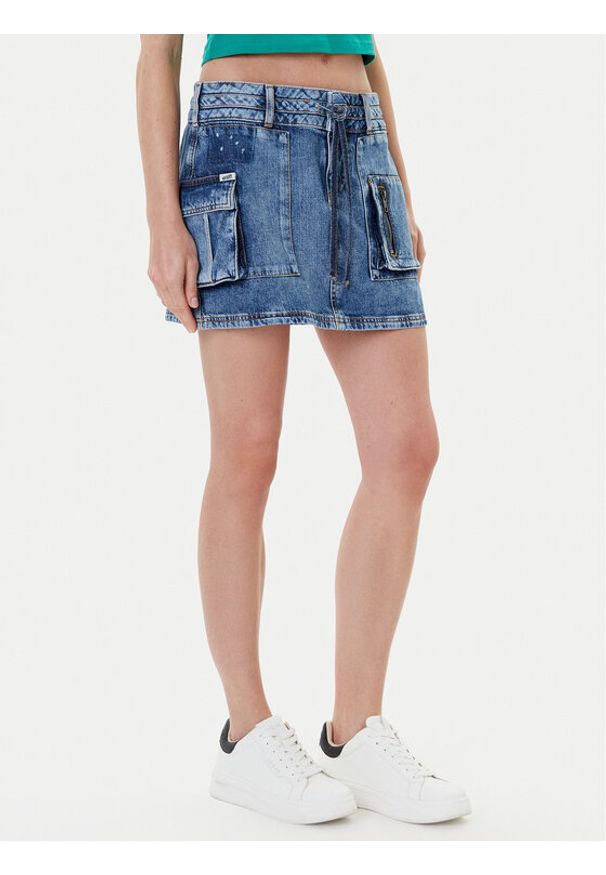 Guess Spódnica jeansowa W5YD0L D5R01 Niebieski Regular Fit. Kolor: niebieski. Materiał: bawełna