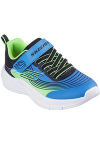 skechers - Adidasy Skechers Microspec Advance, Dzieci. Kolor: wielokolorowy, niebieski, biały. Materiał: tkanina, materiał, syntetyk. Model: Skechers Sport. Sport: turystyka piesza