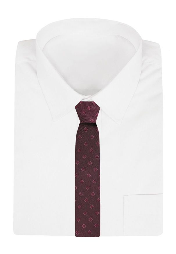 Krawat Męski - Angelo di Monti - Bordo, Grochy. Kolor: czerwony. Materiał: tkanina. Wzór: grochy. Styl: elegancki, wizytowy