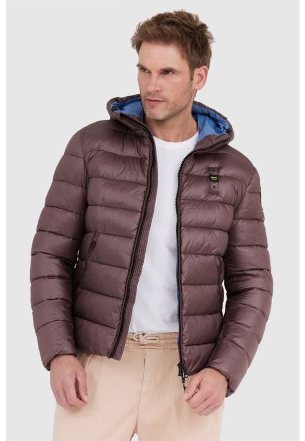 Blauer USA - BLAUER Brązowa puchowa kurtka męska Virgil z kapturem, Rozmiar XXL. Typ kołnierza: kaptur. Kolor: brązowy. Materiał: puch