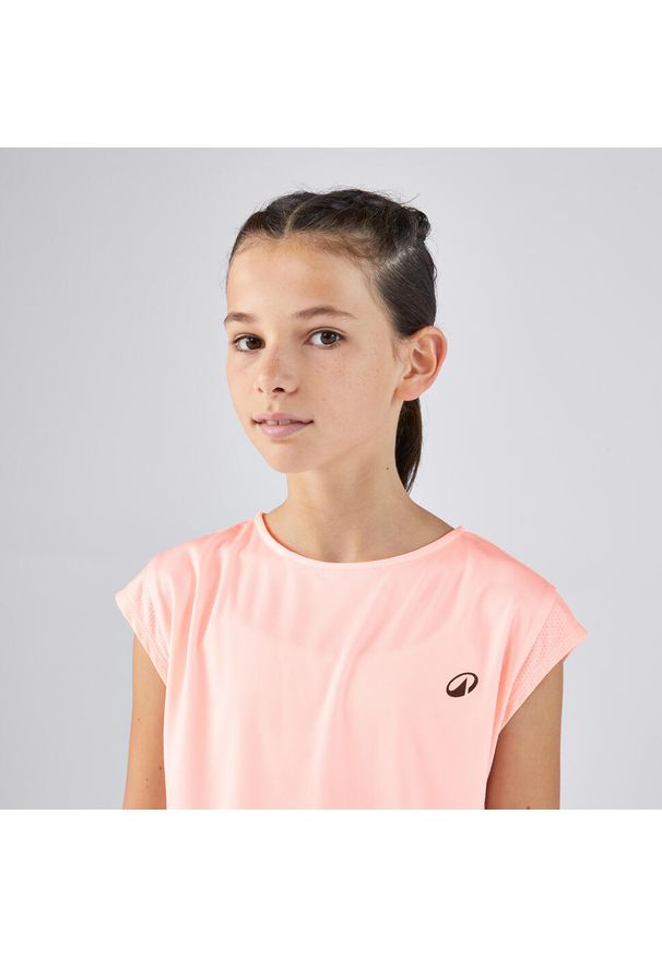 ARTENGO - Koszulka do tenisa dla dziewczynek Artengo TTS500. Kolor: różowy. Materiał: tkanina, elastan, poliester, materiał. Sport: tenis