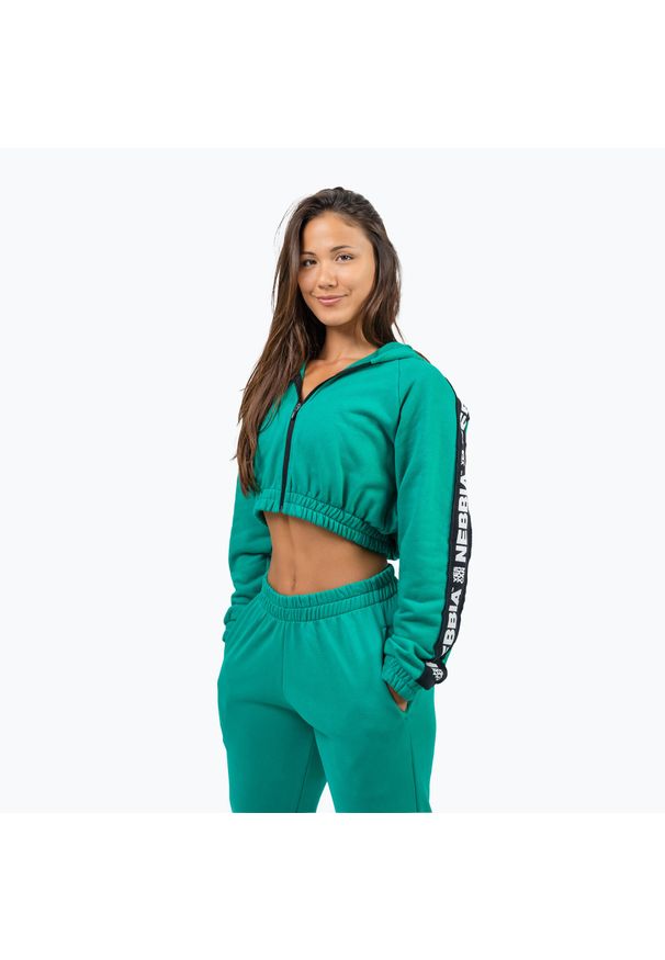Bluza NEBBIA Crop Hoodie Iconic. Kolor: zielony. Sport: fitness