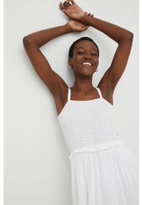 Answear Lab sukienka kolor biały maxi rozkloszowana. Kolor: biały. Materiał: tkanina. Długość rękawa: na ramiączkach. Typ sukienki: rozkloszowane. Styl: wakacyjny. Długość: maxi #3