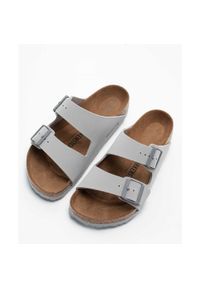 Klapki męskie Birkenstock Arizona. Kolor: szary. Materiał: materiał, syntetyk. Szerokość cholewki: normalna. Sport: turystyka piesza